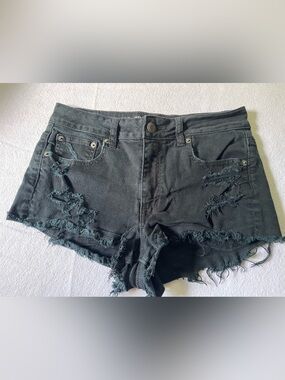 American Eagle Outfitters Black Distressed Denim Cutoff Shorts